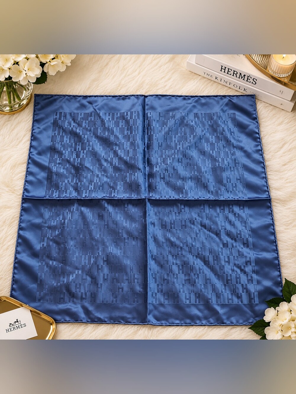 Hermès Pocket Square Silk Pochette Faconnee Handkerchief EUC